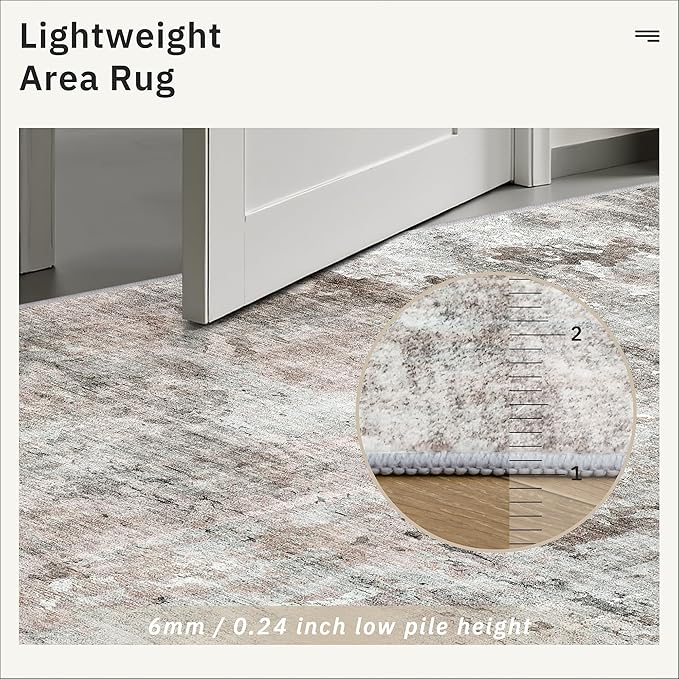 Runner Rug 2x6 Washable Non-Slip Kitchen Runner Rugs for Bathroom Laundry Room Pink/Grey Vintage Floor Carpet Runners for Hallway Entryway