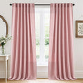 RYB HOME Living Room/Bedroom Curtains and Drapes Linen Sheer, Light Filtering Curtains 108 inches Long, Back Tab/Rod Pocket, Peach Blush, W 52 x L 108 inches, 2 Panels Set