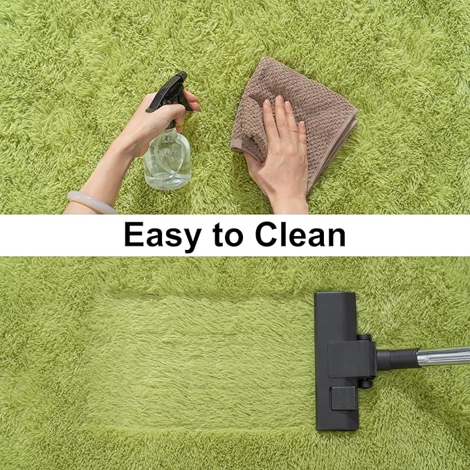 Soft Runner Rugs for Bedroom Hallways, 2x6 Grass Green Fluffy Shag Throw Area Rug Non Slip for Bedside Dorm, Long Shaggy Furry Carpet for Nursery Living Room