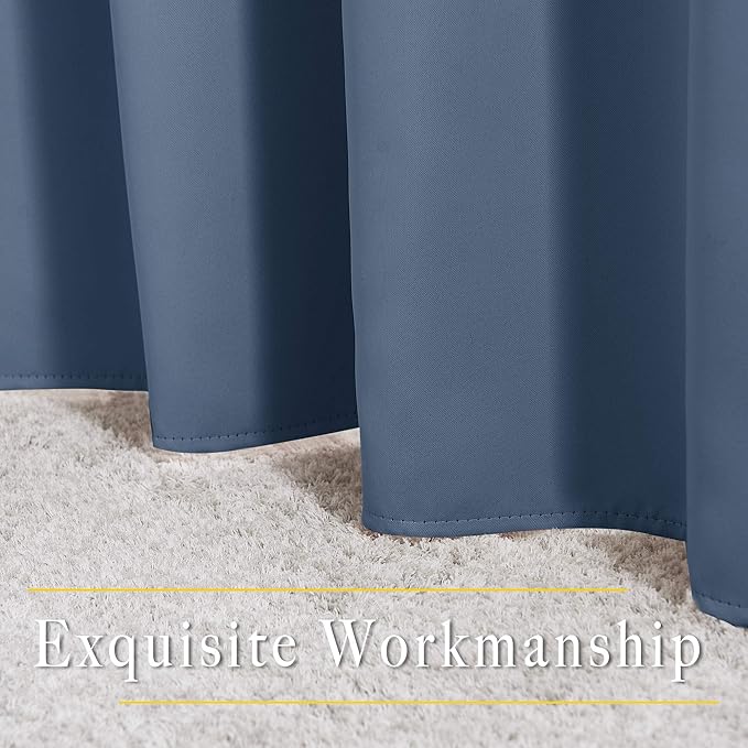 NICETOWN Stone Blue Blackout Curtains 102 inch Length, Grommet Energy Saving Thermal Drapes Sound Reducing Heat Blocking Window Treatments for Living Room, 2 Panels, W52 x L102