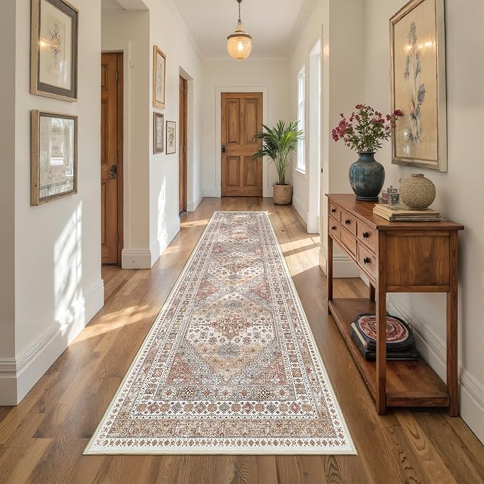 Kitchen Runner Rug Non Slip Washable 2.5x10, Soft Ultra-Thin Entryway Rug Runners for Hallways, Carpet Runner for Living Room,Kitchen, Laundry, Bathroom(Orange,2.5'x10')