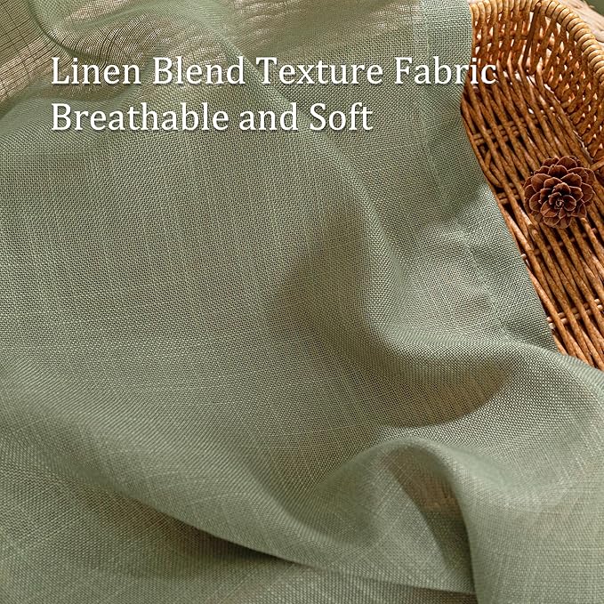 MYSKY HOME Sage Green Curtains for Beroom Liivng Room 84 Inch Length 2 Panels Set, Semi Sheer Soft Touch Light Filtering Drapes for Sliding Glass Door Farmhouse Boho Curtain, 50" Wide, 2 PCs