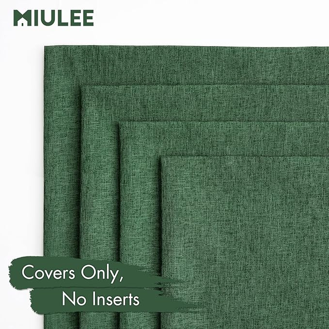 MIULEE Pack of 4 Decorative Throw Pillow Covers Linen Waterproof Pillow Covers Farmhouse Cushion Cases for Outdoor Patio Garden Tent Balcony Couch Sofa18x18 inch Dark Green