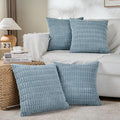 Fancy Homi 4 Packs Boho Light Blue Decorative Throw Pillow Covers 20x20 Inch for Couch Bed Sofa, Rustic Modern Farmhouse Home Decor, Soft Plush Corduroy Square Cute Cushion Case 50x50 cm