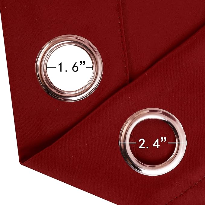 LEMOMO Blackout Curtains 66 x 95 inch/Red Curtains Set of 2 Panels/Thermal Insulated Room Darkening Bedroom Curtains