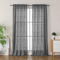 Simplebrand Semi Sheer Charcoal Grey Curtains 96 Inches Long 2 Panels, Light Filtering Geometric Jacquard Clip Textured Sheer Curtains for Living Roon，Modern Elegant Window Curtains Drapes, 52x96 inch