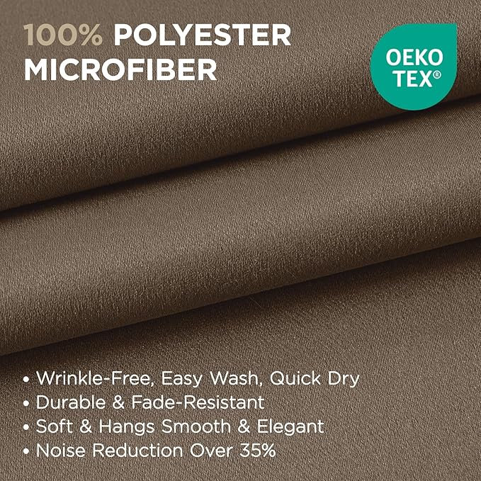 Joydeco Blackout Curtains 108 Inch Length 2 Panels Set, Thermal Insulated Long Curtains& Drapes 2 Burg, Room Darkening Grommet Drapes for Living Room Bedroom Window (W52 x L108 Inch, Khaki)