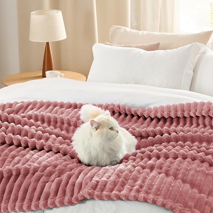 Bedsure GentleSoft Dusty Pink California King Size Blanket for Bed - Cozy Soft Blankets for Women, Cute Small Fleece Throws for Girls, Birthday Gifts for Women, 102x96 Inches
