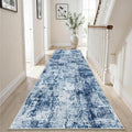 Hallway Runner Rug 2x8 Washable: Entryway Runners Rugs Non Slip Easy-to-Clean - Soft Living Room Bedroom Carpet - Thin Low Pile Printed Floor Mat for Dining Room Blue