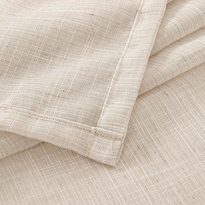 BGment Linen Curtains 90 Inch Lenth for Living Room, Oatmeal Long Window Drapes Rustic Country Textured for Farmhouse Beroom Dining Room Decor Rod Pocket Lightweight, 2 Panels Set, Each 52 Inch Wide