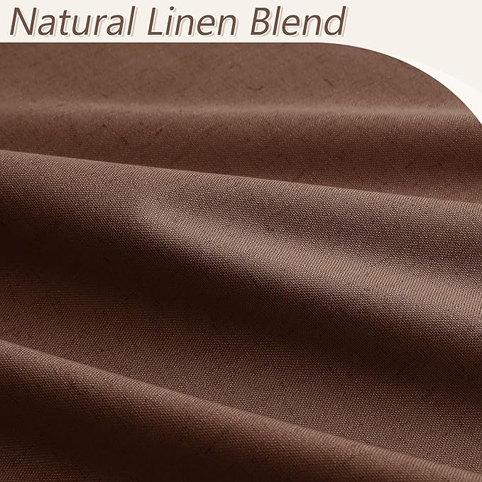 Guken 100% Blackout Curtains 72 Inch Length 2 Panels Set for Living Room Bedroom Back Tab Thermal Insulated Black Out Linen Drapes Room Darkening Window Curtains 72 Inches Long,Rustic Brown