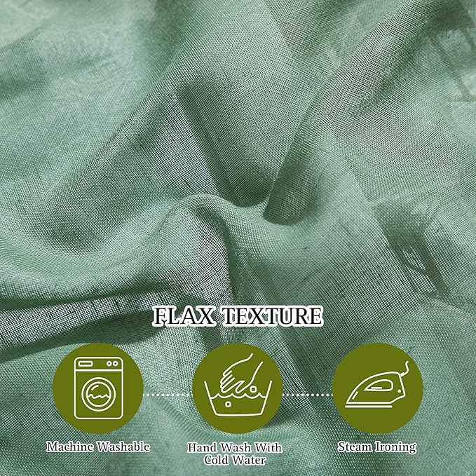 NICETOWN Linen Textured Semi Sheer Olive Green Curtains, Grommet Privacy Flax Linen Blend with Light Filtering Window Curtains & Drapes for Bedroom/Living Room, 2 Panels, W36 x L63