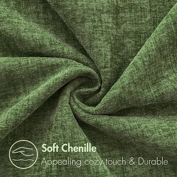 MIULEE Pack of 2 Couch Throw Pillow Covers 20x20Inch Soft Moss Green Spring Chenille Pillow Covers for Sofa Living Room Solid Dyed Pillow Cases