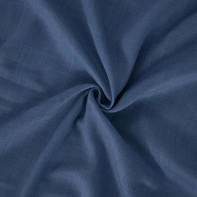 BGment Linen Navy Blue Curtains 96 Inches Long for Living Room 2 Panels Set, Semi Sheer Window Drapes Floor Length Light Filtering for Bedroom Dining with Rod Pocket Lightweight, Each 52 Inch Wide