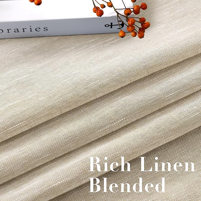H.VERSAILTEX Linen Curtains Nickel Grommet Natural Linen Semi-Sheer Curtains 2 Panels Privacy Added Premium Soft Rich Material Drapes for Bedroom/Livingroom - 52x96 - Inch - Linen