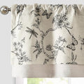 jinchan Floral Curtain Valance for Windows 16 Inch Linen Valance for Kitchen Living Room Rustic Cottage Farmhouse Flower Butterfly Curtain Rod Pocket 1 Panel Double Layer Blackout Black on Beige