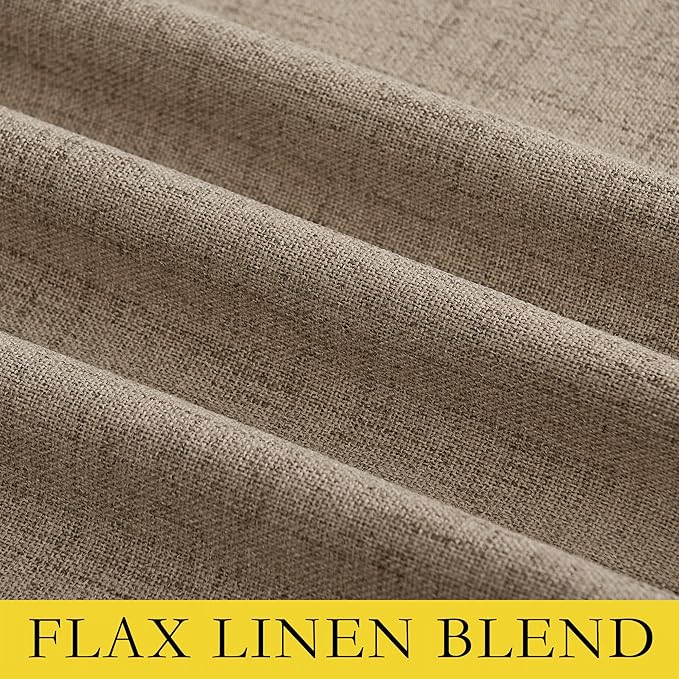 NICETOWN Burlap Vintage Open Linen Weave Flax Thermal Curtains, 100% Blackout Curtains 54" Long for Dining Room, Soundproof Window Treatment Drapes for Kitchen, 42" Wide Per Panel, Set of 2