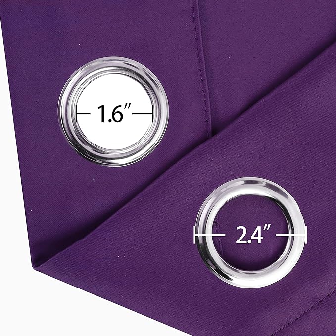 LEMOMO Purple Thermal Blackout Curtains/52 x 108 Inch/Set of 2 Panels Room Darkening Curtains for Bedroom