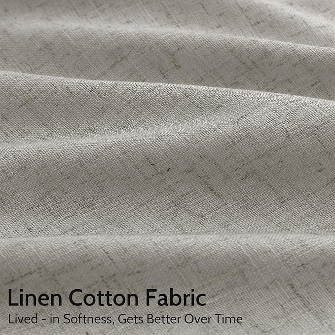 Silver Grey Linen Curtains 102 Inches for Living Room Bedroom Extra Long Back Tab Curtain Neutral Farmhouse Light Filtering Semi Sheer Ceiling to Floor for Large Window Office 2 Panels