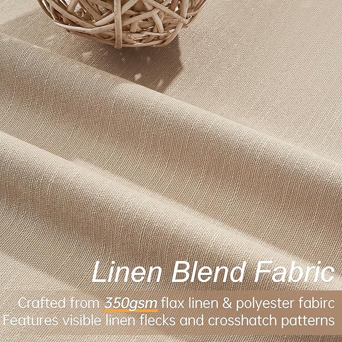 Topfinel Blackout Curtains 92 Inch Long for Bedroom Living Room Linen Textured Farmhouse Room Darkening/Thermal/Noise Reduction Window Treatment Drapes with Hooks 2 Panels, 2x52Wx92L Tan Taupe