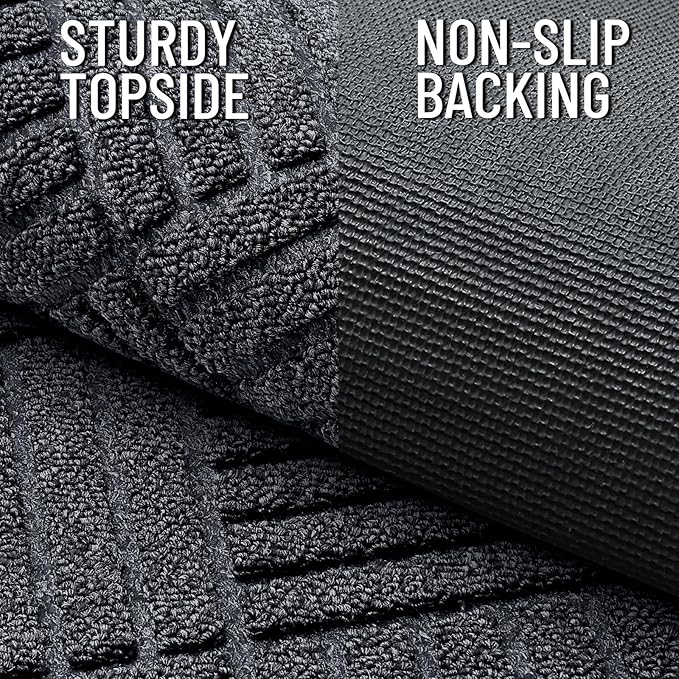 OLANLY Front Door Mat Outside Entrance 35x23, Absorbent, Heavy Duty Sturdy Natural Rubber Doormat Indoor Outdoor, Stain Fade Resistant, Non-Slip Low Profile Floor Mat for Entryway, Black Gray Diamond