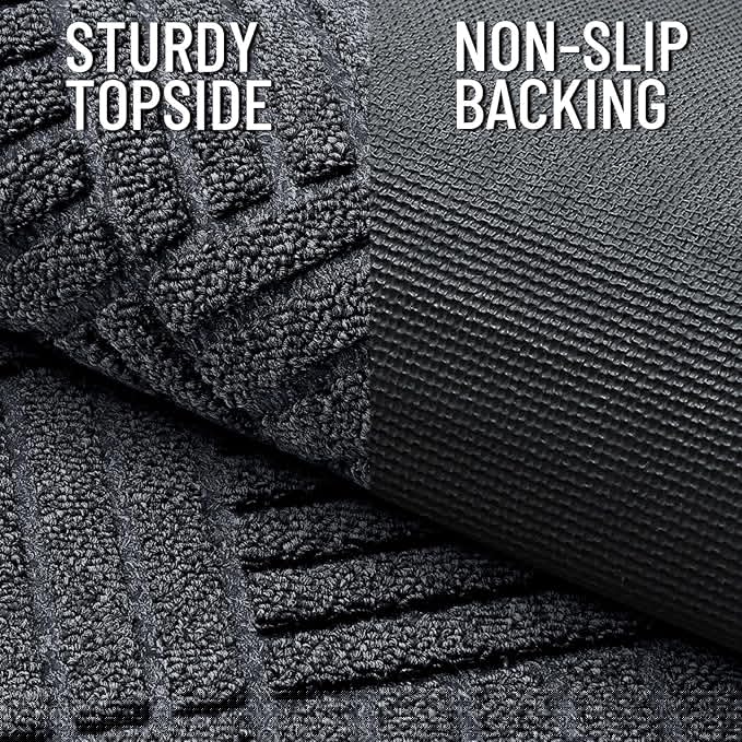 OLANLY Front Door Mat Outside Entrance 47x32, Absorbent, Heavy Duty Sturdy Natural Rubber Doormat Indoor Outdoor, Stain Fade Resistant, Non-Slip Low Profile Floor Mat for Entryway, Black Gray Diamond