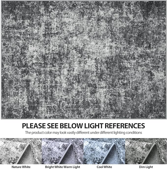 10x14 Area Rugs for Living Room Rug Washable: Abstract Large Rug Indoor Modern Carpet Non Slip for Dining Room Bedroom Nursery Home Office Black Grey