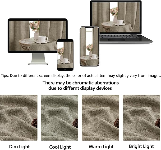 OWENIE Brown Valances for Windows 1 Pcs, Light Filtering Textured Farmhouse Short Small Valance Curtains for Bathroom Basement Living Room Bedroom, Rod Pocket Half Curtains Over Sink, 52Wx14L Inch