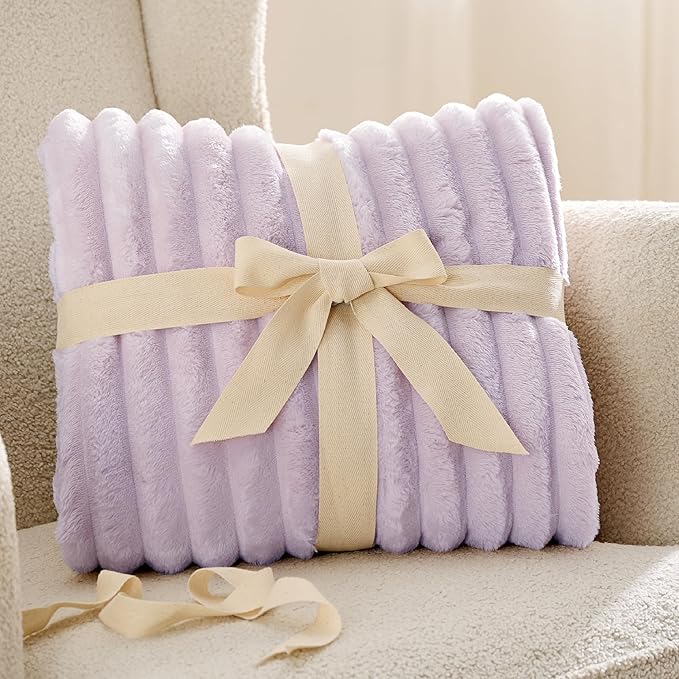 Bedsure GentleSoft Lavender Fog Fleece Blanket for Couch - Cozy Soft Blankets for Women, Cute Small Throws for Girls, 90x90 Inches