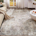 UERMEI 10x14 Area Rug Living Room Rugs - Washable Neutral Modern Abstract Soft Thin Large Rug Indoor Floor No Slip Rug Carpet for Bedroom Under Dining Table Home Office Decor - Brown Grey