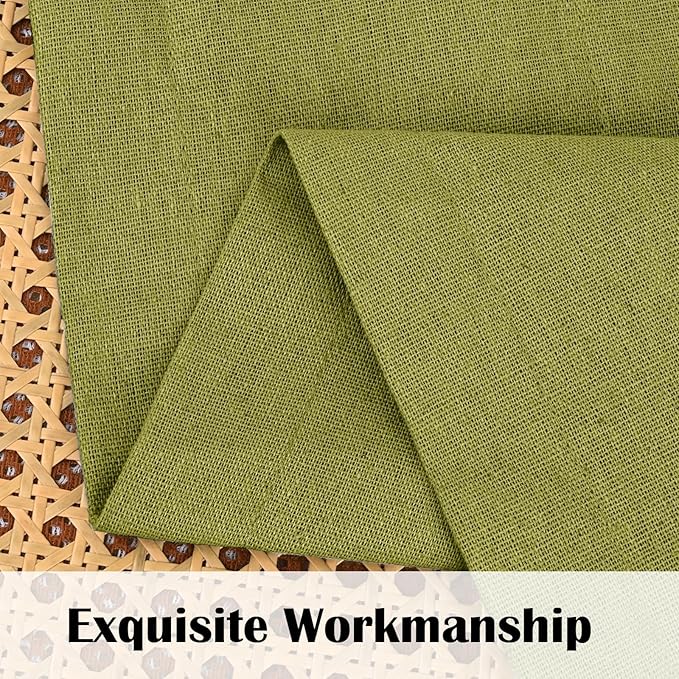 FRAMICS Farmhouse Valance Curtains, Boho Cotton Linen Kitchen Valance, Fresh Green Rustic Button Window Valances for Kitchen Bathroom, Rod Pocket Valances for Windows, Fresh Green, 52 x 18 Inch