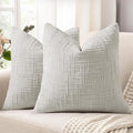 decorUhome Light Grey Chenille Euro Sham Throw Pillow Covers 22x22 Set of 2 Textured Soft Cozy Slubby Couch Pillow Covers Modern Farmhouse Boho Decorative Pillow Cases for Bed Sofa Living Room