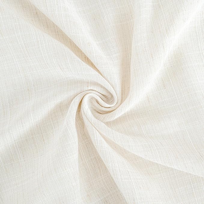 BGment Short Semi Sheer Linen Curtains 30 Inch Length for Windows, Small Drapes Lightweight Rustic Country Textured for Cafe Over Sink Decor Rod Pocket, 2 Panels Set, 24 Inch Wide Each Panel