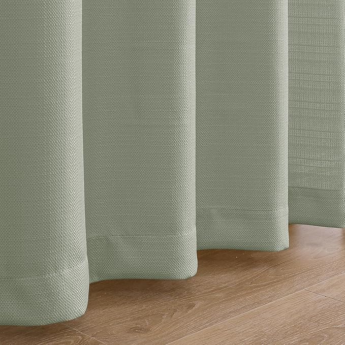 Chyhomenyc Light Green Valance for Windows, Light Filtering Faux Linen Textured Small Kitchen Window Curtain, Rod Pocket Short Valance for Bathroom Laundry Basement, 60Wx14L inch, 1 Piece