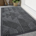 Smiry Front Door Mat Outside Entrance, Heavy Duty Sturdy Natural Rubber Doormat, Trap Dirt and Moisture, Easy Clean Low Profile Welcome Floor Mats for Indoor Outdoor Entry, 71x23 Inch, Grey
