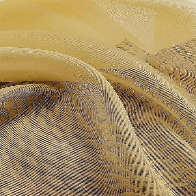 Gwine Sheer Curtains 96 Inches Long - Light Filtering Rod Pocket Window Curtain Panels for Bedroom, Elegant Soft Voile Living Room Sheer Drapes, Each 42Wx96L, 2 Panels, Yellow