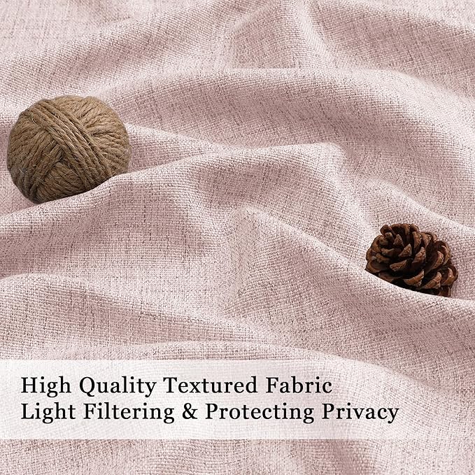 OWENIE Blush Pink Valances for Windows 1 Pcs, Light Filtering Textured Farmhouse Short Small Valance Curtains for Bathroom Basement Living Room Bedroom, Rod Pocket Half Curtains Over Sink, 52" Wx14 L