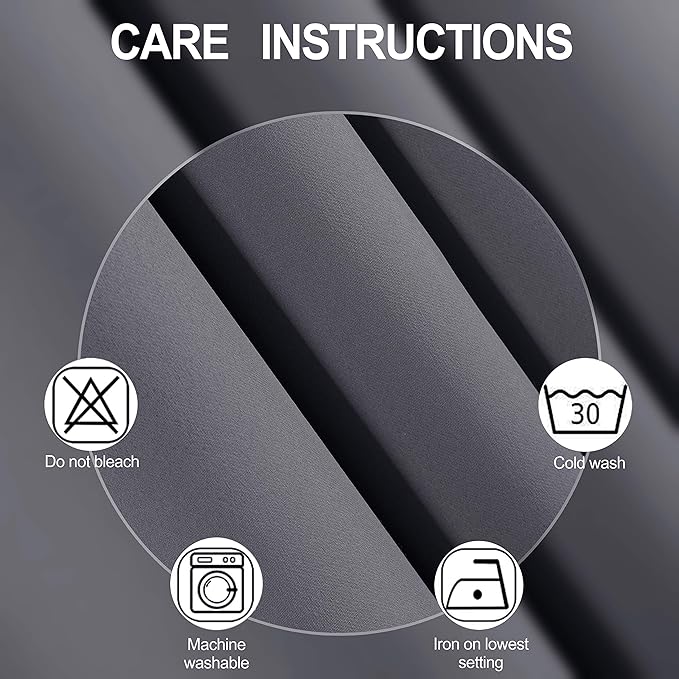 LEMOMO Grey Thermal Blackout Curtains/38 x 63 Inch/Set of 2 Panels Room Darkening Curtains for Bedroom
