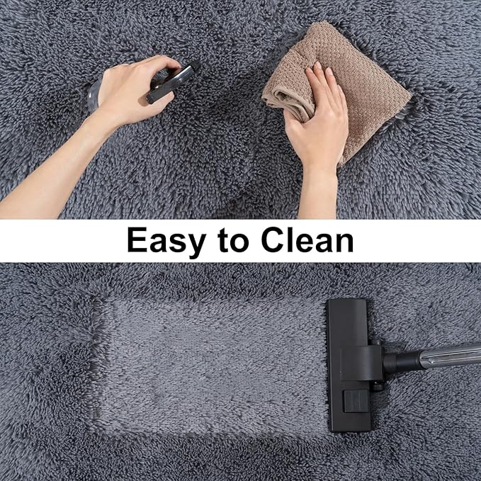 Ultra Soft Runner Rugs for Bedroom Hallways with Upgraded Non-Slip Rubber Backing & Thick Memory Sponge, 2x4 Feet Fluffy Shag Throw Area Rug for Bedside Dorm Dark Grey