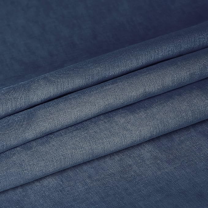 DWCN Navy Blue Sheer Curtains Semi Transparent Voile Rod Pocket Curtains for Bedroom and Living Room, 60 x 63 inches Long, Set of 2 Panels