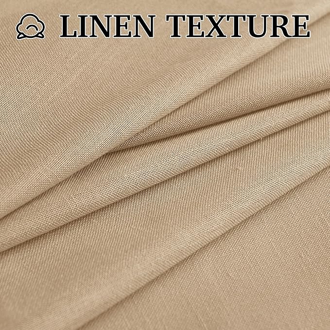 RYB HOME Boho Curtains 84 inches Long, Soft Linen Woved Lightweight Back Tab Light Filtering Fabric Shades for Dining Room Guest Room, W 52 x L84 inches, 2 Panels Set