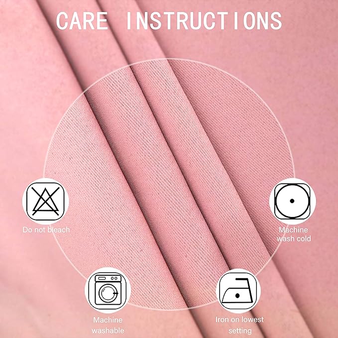 LEMOMO Pink Blackout Curtains 40 x 63 Inch Length/Set of 2 Curtain Panels/Thermal Insulated Room Darkening Blackout Curtains for Bedroom
