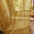 WAZZIO Boho Lace Curtains 84 Inches 2 Panel,Light Filtering Privacy Tassel & Geometry Crochet Semi Sheer Curtain Drapes for Bedroom Living Dining Room,Rod Pocket & Tassel,Mustard Yellow