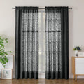 Simplebrand Semi Sheer Black Curtains 78 Inch Length 2 Panels, Geometric Jacquard Clip Textured Short Sheer Curtains for Bedroom，Modern Elegant Window Curtains Panels/Drapes/Treatment Sheer，42x78 inch