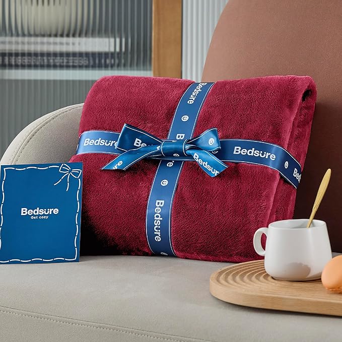 Bedsure GentleSoft Fleece Throw Blanket Red - 300GSM Christmas Blankets for Couch, Sofa, Bed, Soft Lightweight Plush Cozy Throws for Toddlers, 50x60 inches