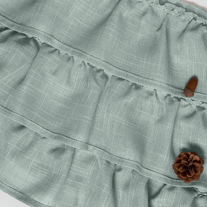 jinchan Ruffled Valance Curtain Slubbed Crossed Kitchen Valance Vintage Shabbychic Style for Living Room Small Windows 18 Inch Cottagecore Farmhouse Half Window Rod Pocket 1 Panel Frosty Green