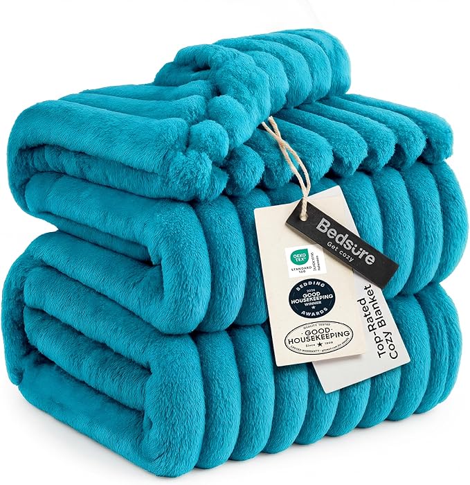Bedsure GentleSoft Teal Fleece Blanket for Couch - Cozy Soft Blankets for Women, Cute Small Throws for Girls, 108x90 Inches