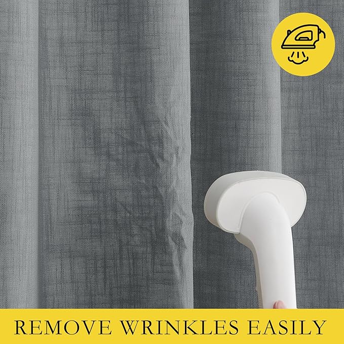 NICETOWN 100% Absolutely Blackout Linen Curtains with Thermal Insulated White Liner, Dove Grey, 42" W x 54" L, Set of 2, Burlap Textured Textured Linen Look Privacy Window Treatment for Kitchen