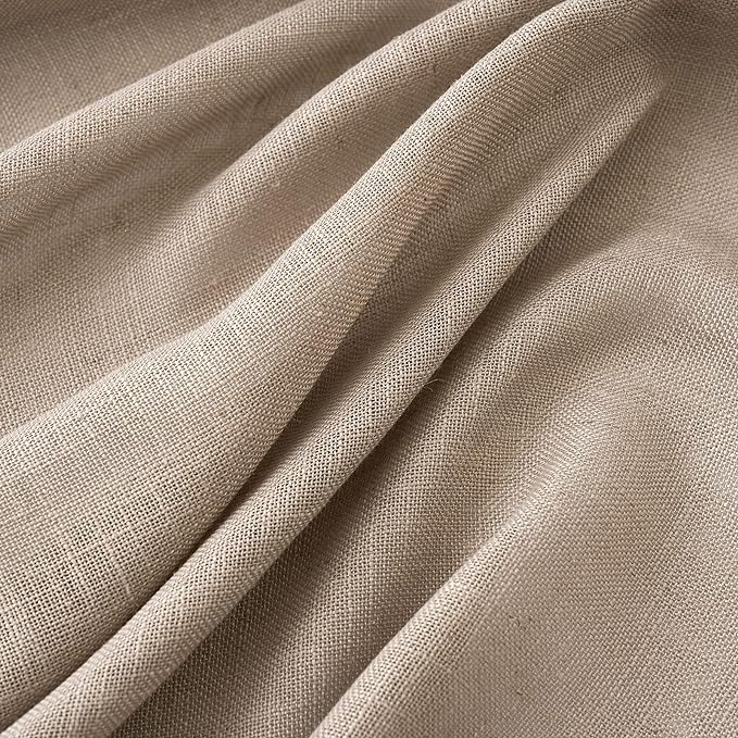 MIULEE Taupe Linen Curtains 63 Inch Length 2 Panels for Bedroom Living Room, Soft Thick Linen Textured Natural Window Drapes Semi Sheer Light Filtering Back Tab Rod Pocket Burlap Look Decor