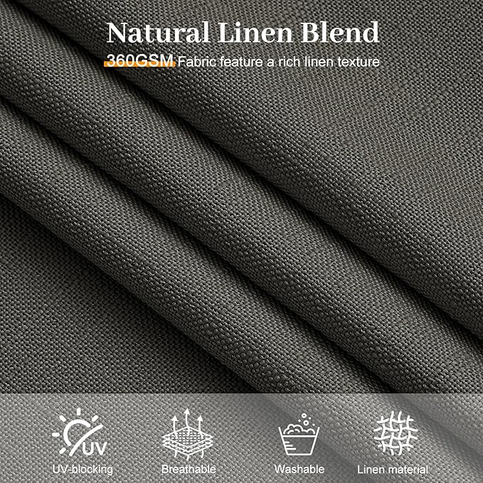IVAPUPU Pinch Pleated Curtains 84 Inches Long for Living Room, Light Filtering Linen Blend Curtain Memory Trained Back Tab Drapes with Hooks Rings for Bedroom Dining Room, Charcoal Grey, W40xL84